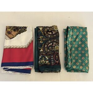 Victoria Cruise Line Camara Women's Multicolor Lot of 3 Silk Scarves